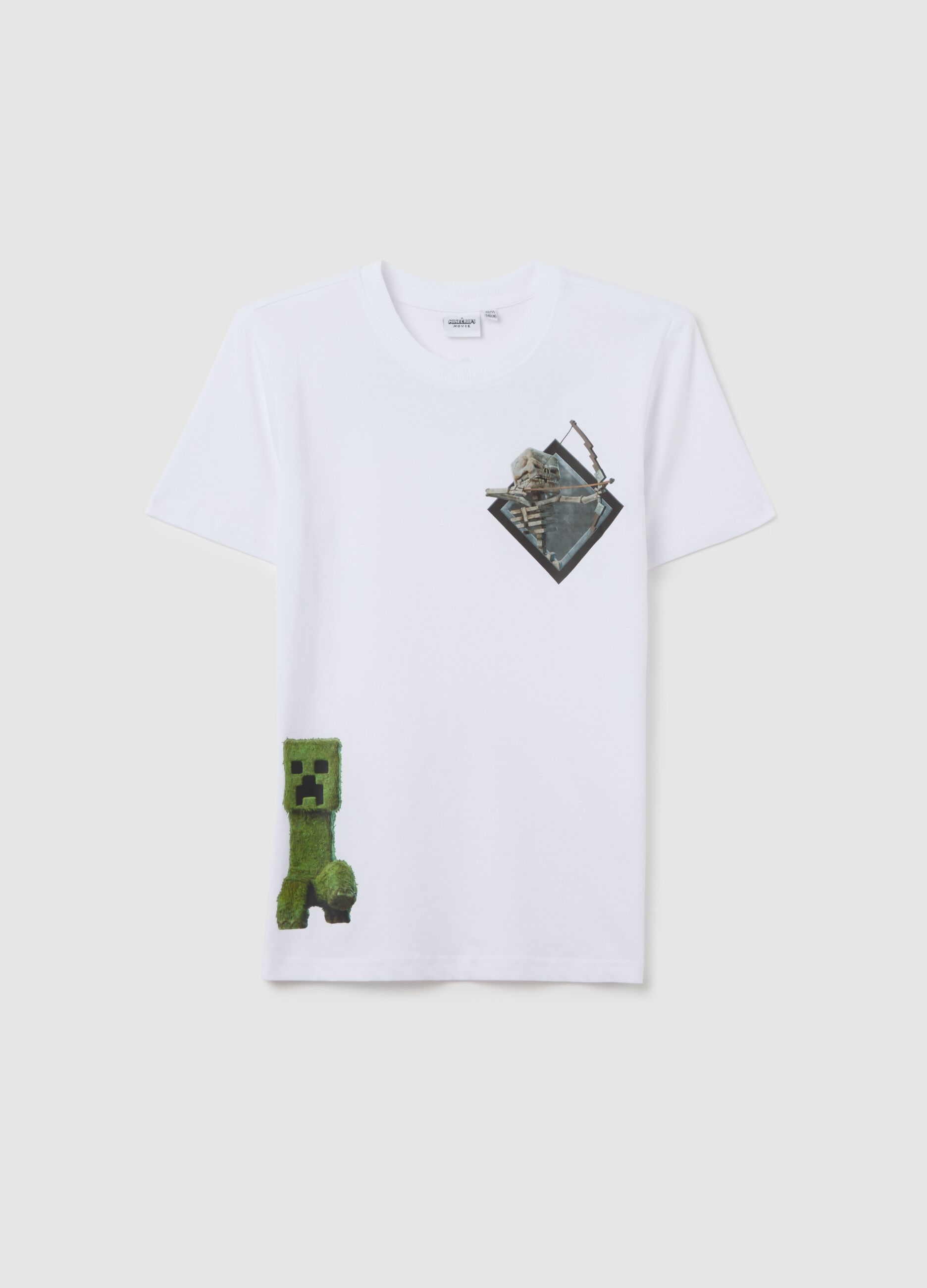White T-shirt with Minecraft print