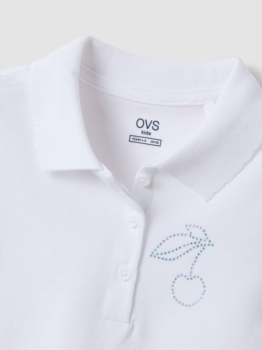 Girls' regular fit pure cotton white polo with cherry_3