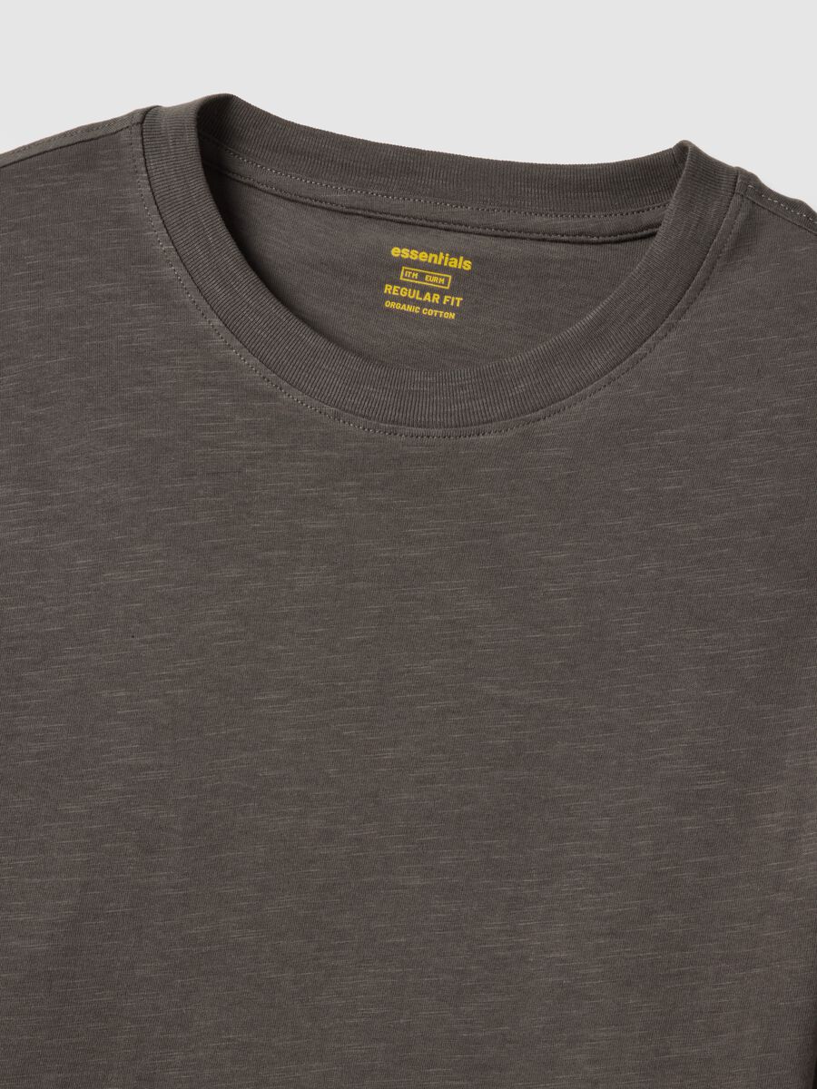 Grey long-sleeve pure cotton regular fit T-shirt_5