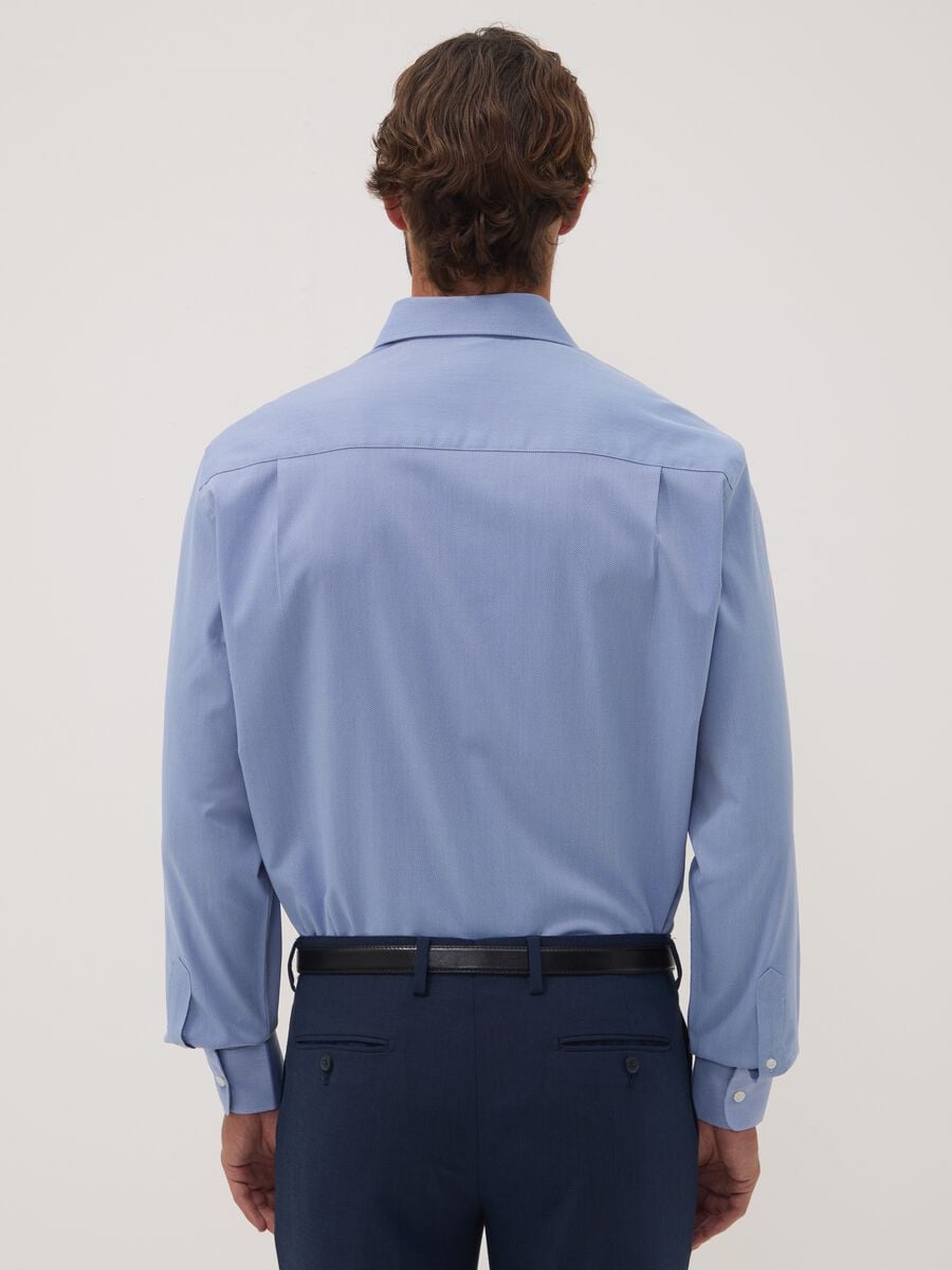Camicia blu avio in misto lyocell regular fit easy iron_3