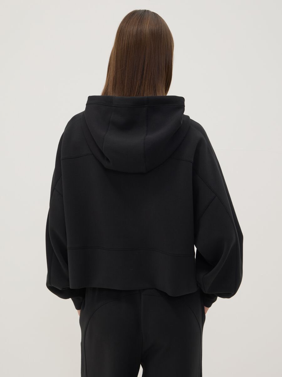 Black hooded sweatshirt in stretch viscose jersey, regular fit_3