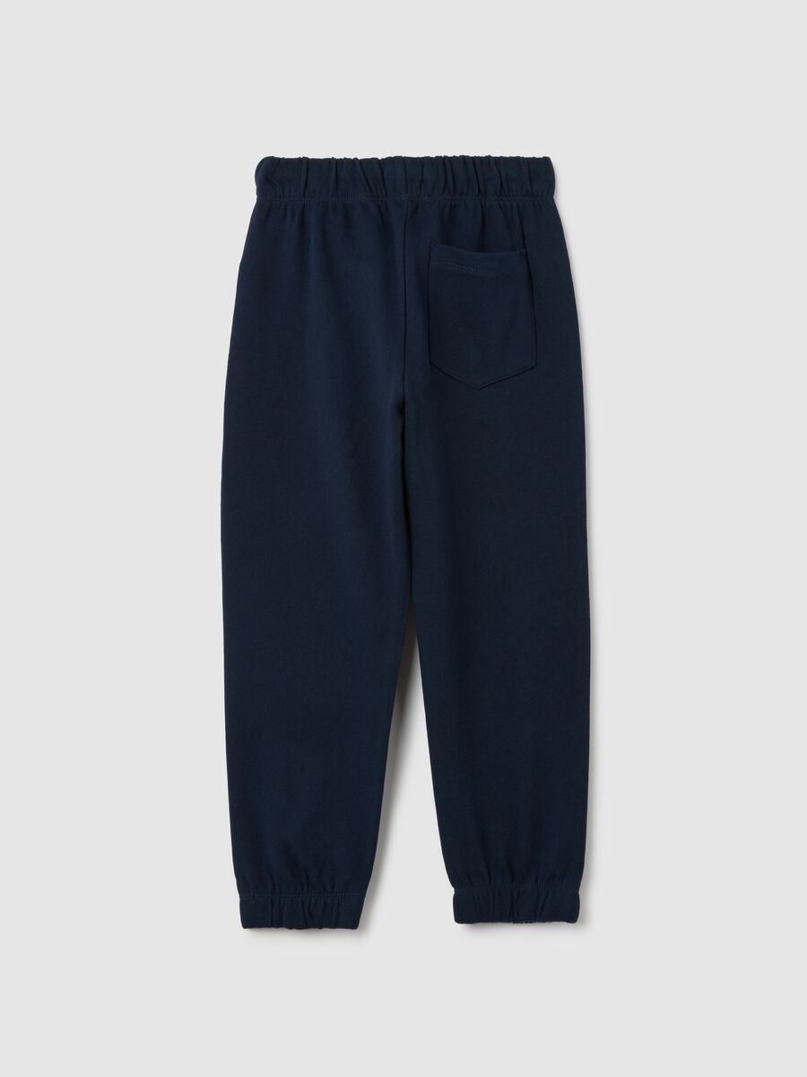 Children's blue regular fit cotton jogger trousers_1