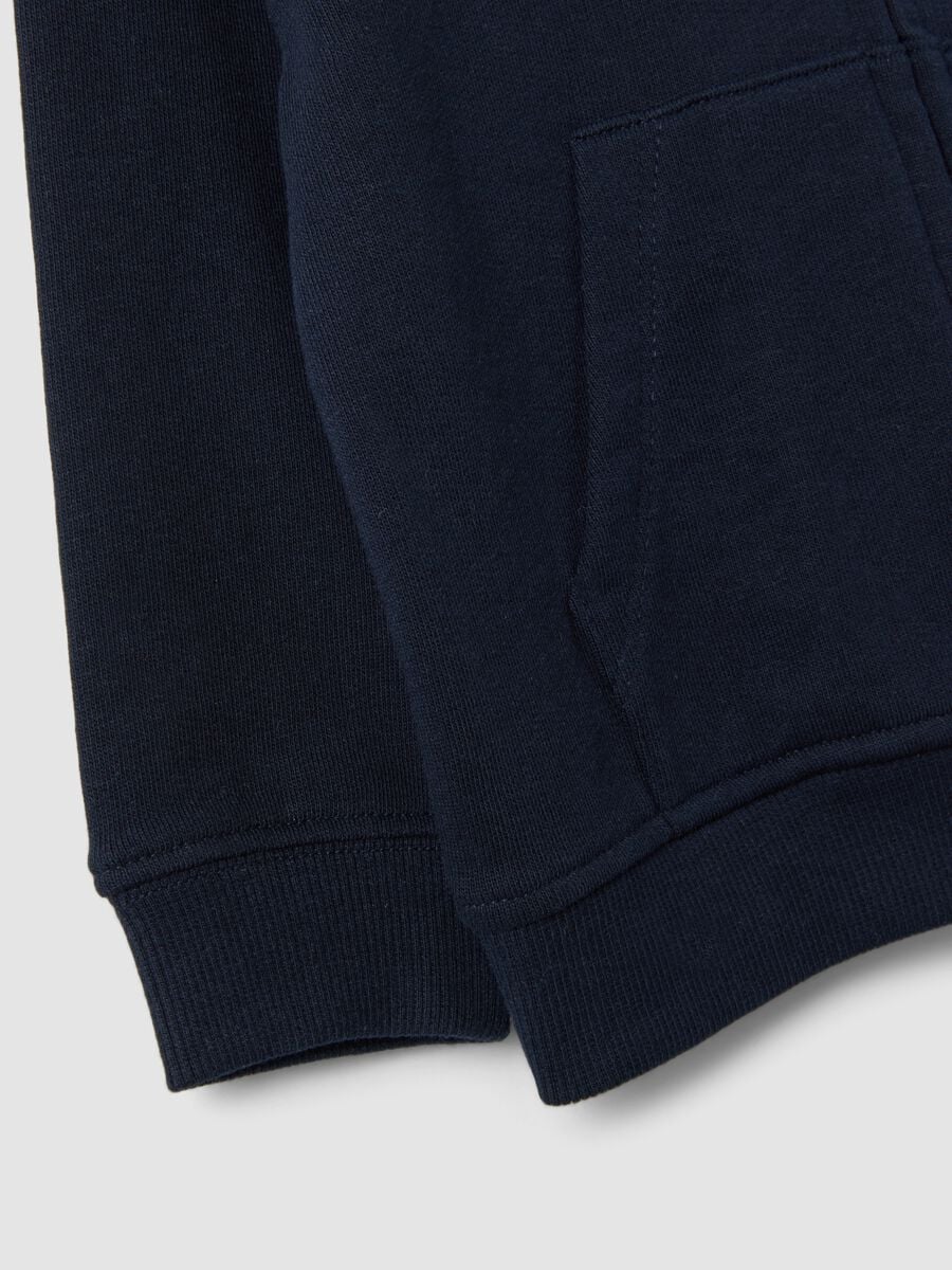 Blue hooded sweatshirt in pure organic cotton, regular fit for baby boy_3