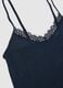 Blue regular fit vest with V-neck decorated with lace_1