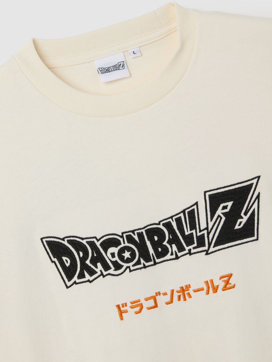 T-shirt in puro cotone beige con logo Dragonball_5