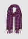Purple checked viscose-blend scarf with fringes_0