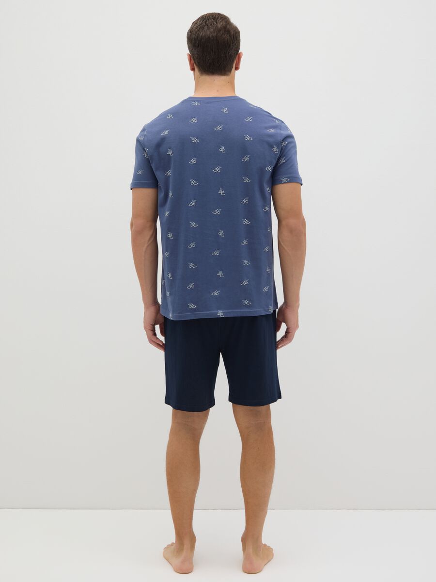 Short-sleeve blue pyjamas with Ovs print_3