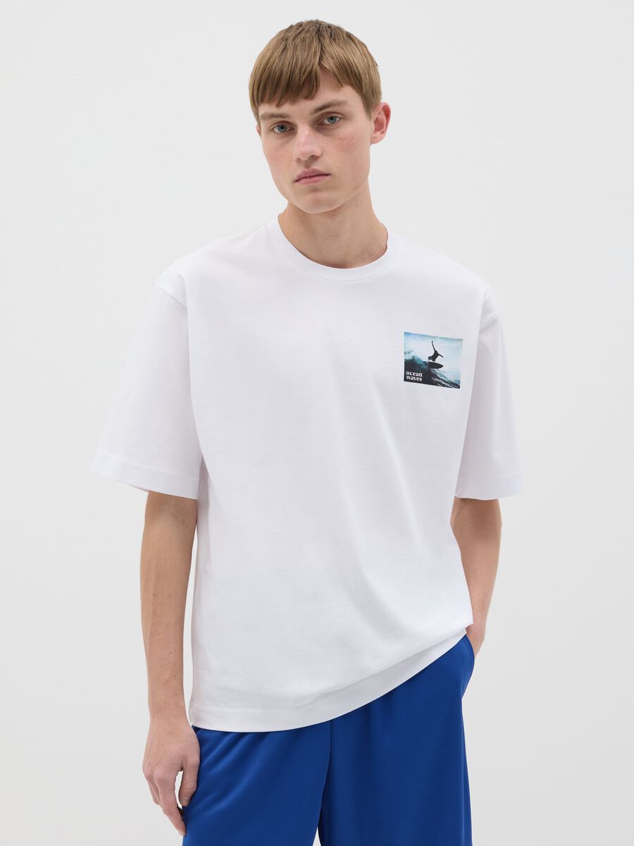 White pure cotton boxy fit T-shirt_0