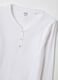 White pure cotton pyjama top, regular fit with henley collar_1