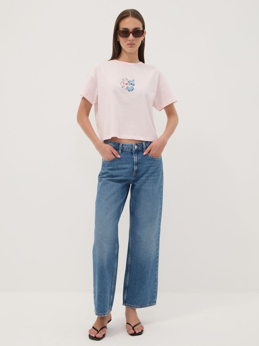 Pink pure cotton Lilo & Stitch print T-shirt, regular fit_1