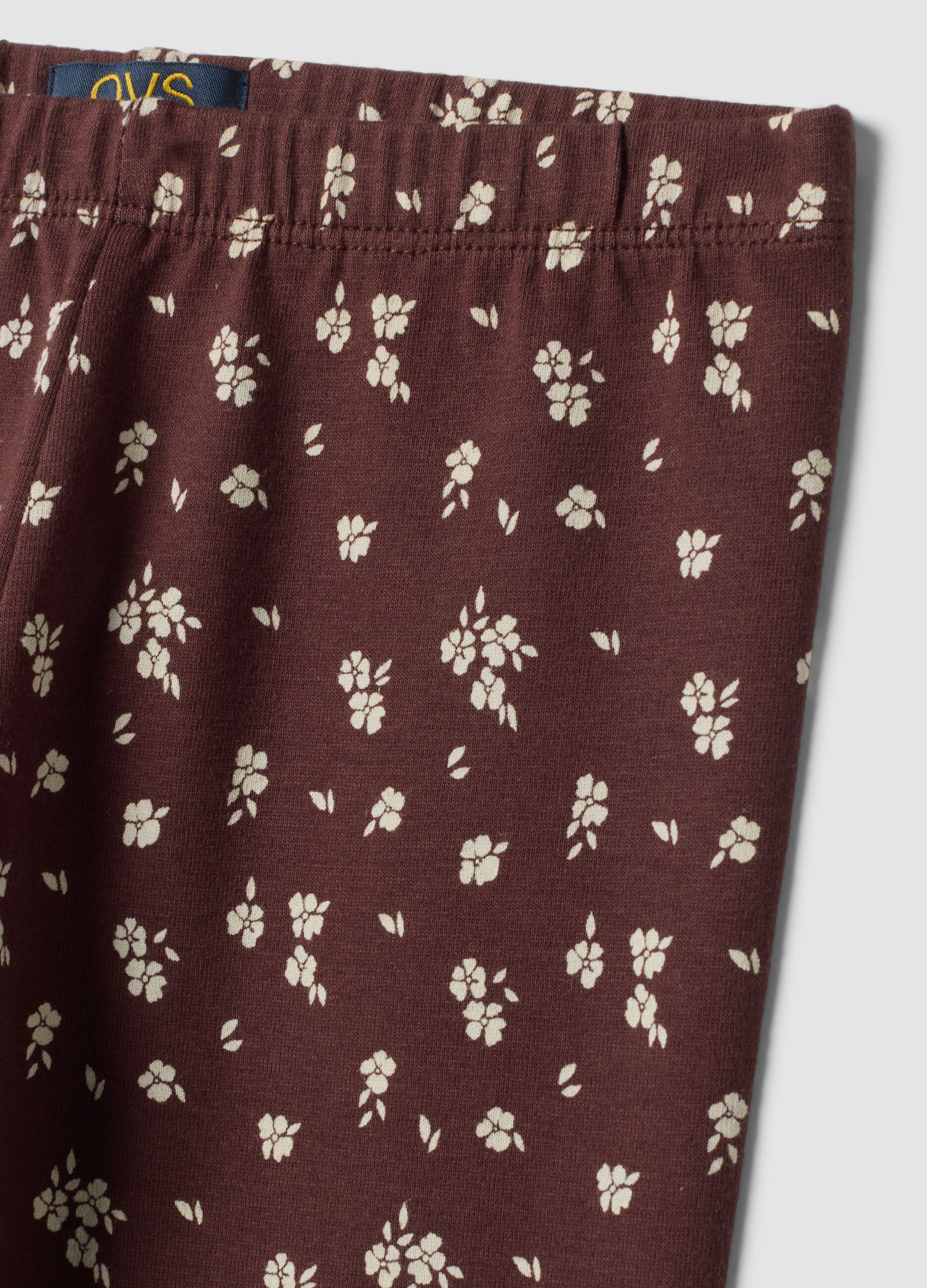 Brown floral organic stretch cotton leggings