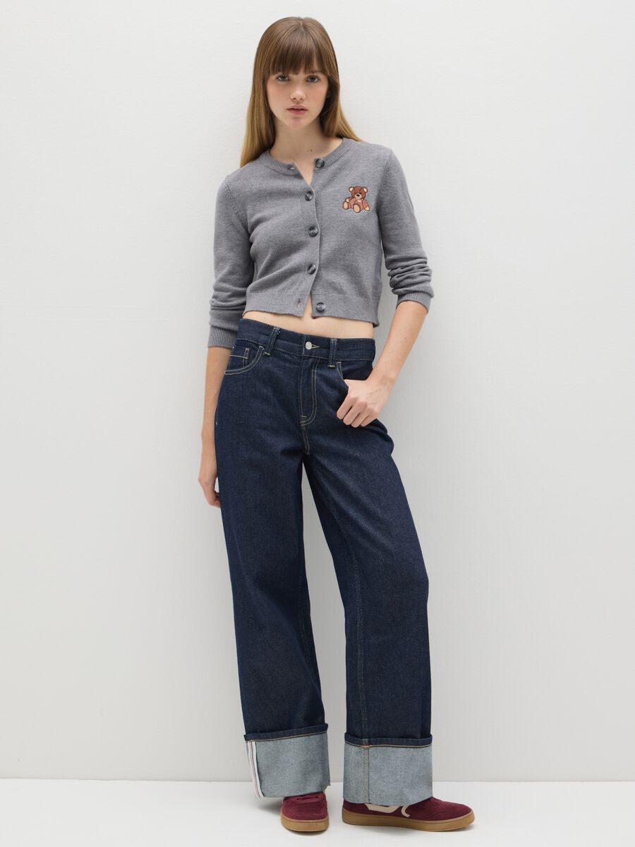 Grey Regular Fit Cardigan with Buttons_1