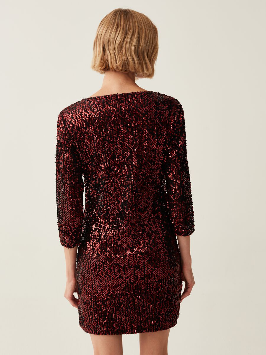 Abito con paillettes maniche a tre quarti_2