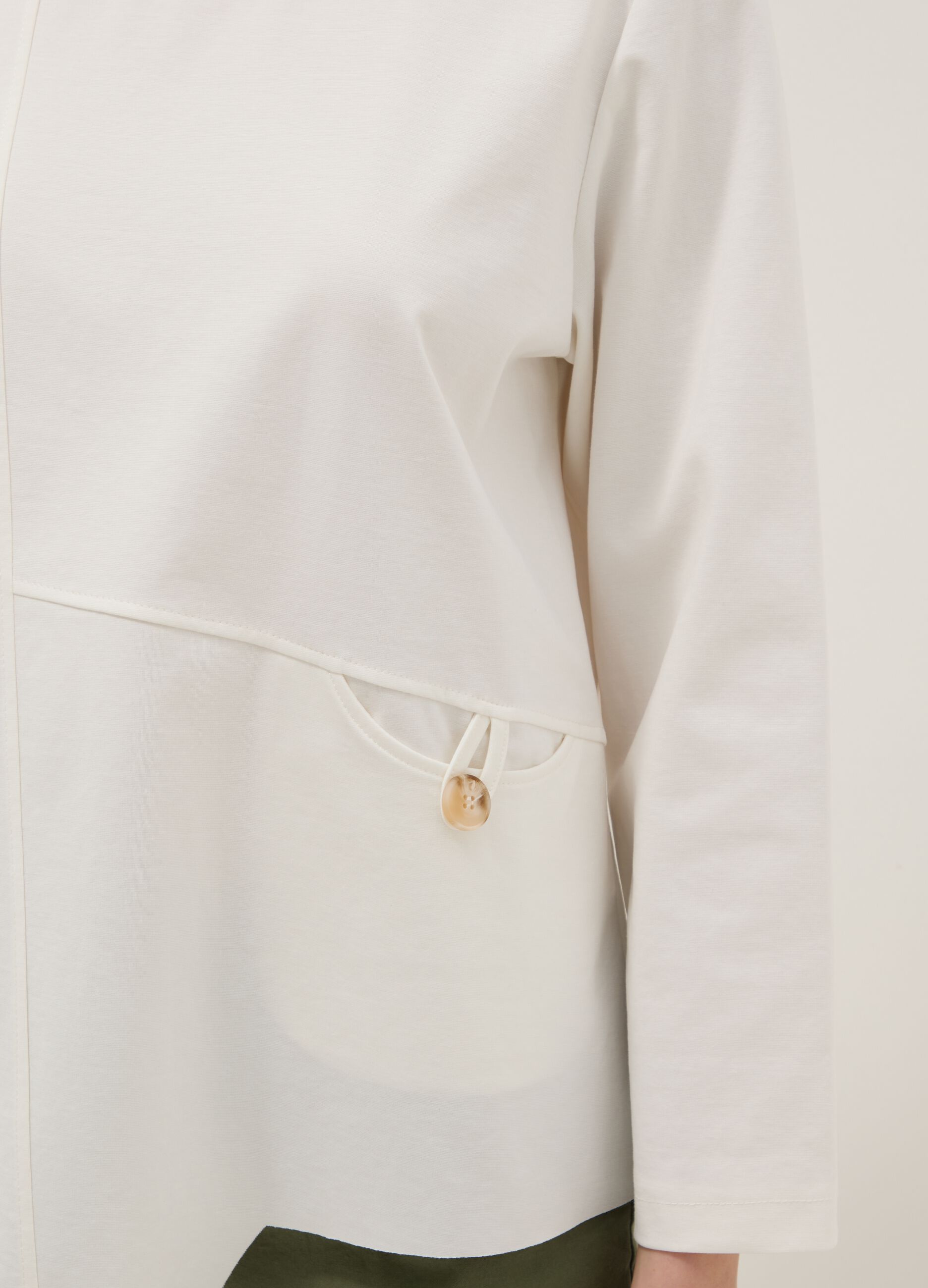 White long-sleeved regular-fit stretch cotton blouse