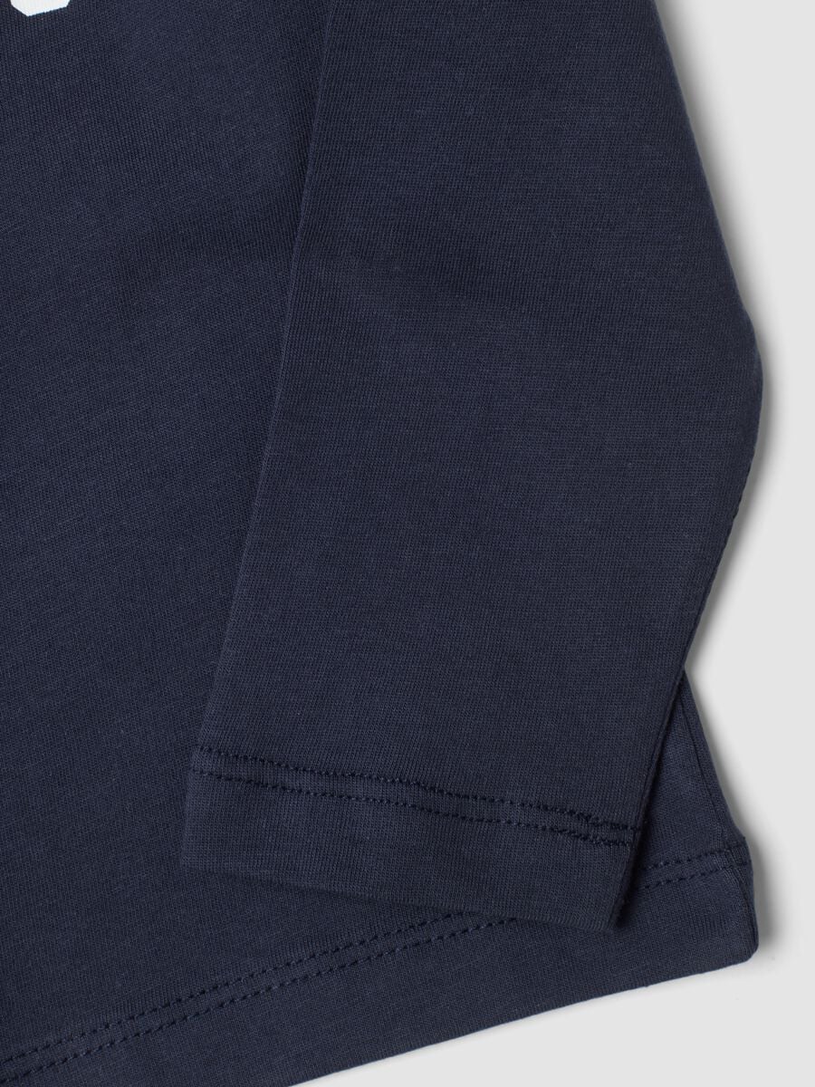 Blue pure cotton T-shirt with college print, regular fit_3