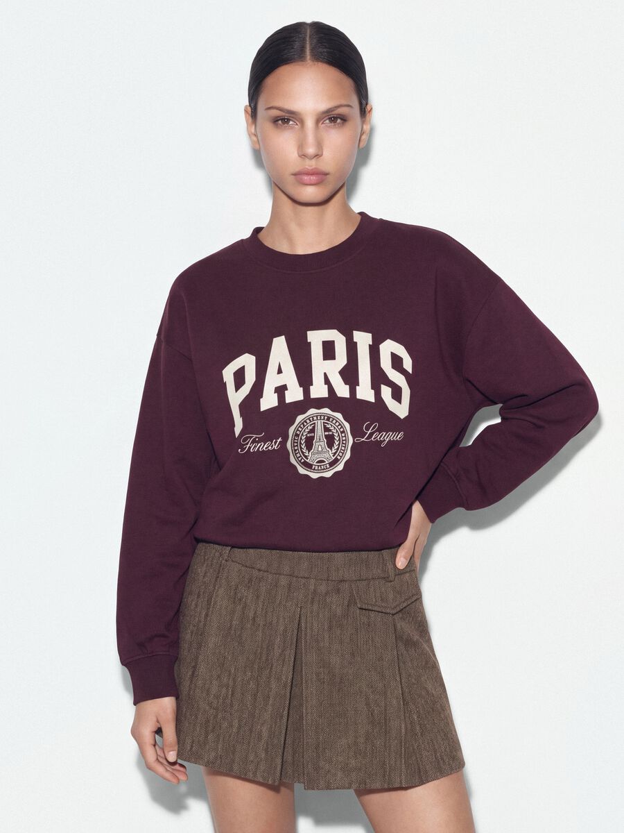 Purple cotton-blend crew-neck sweatshirt_0