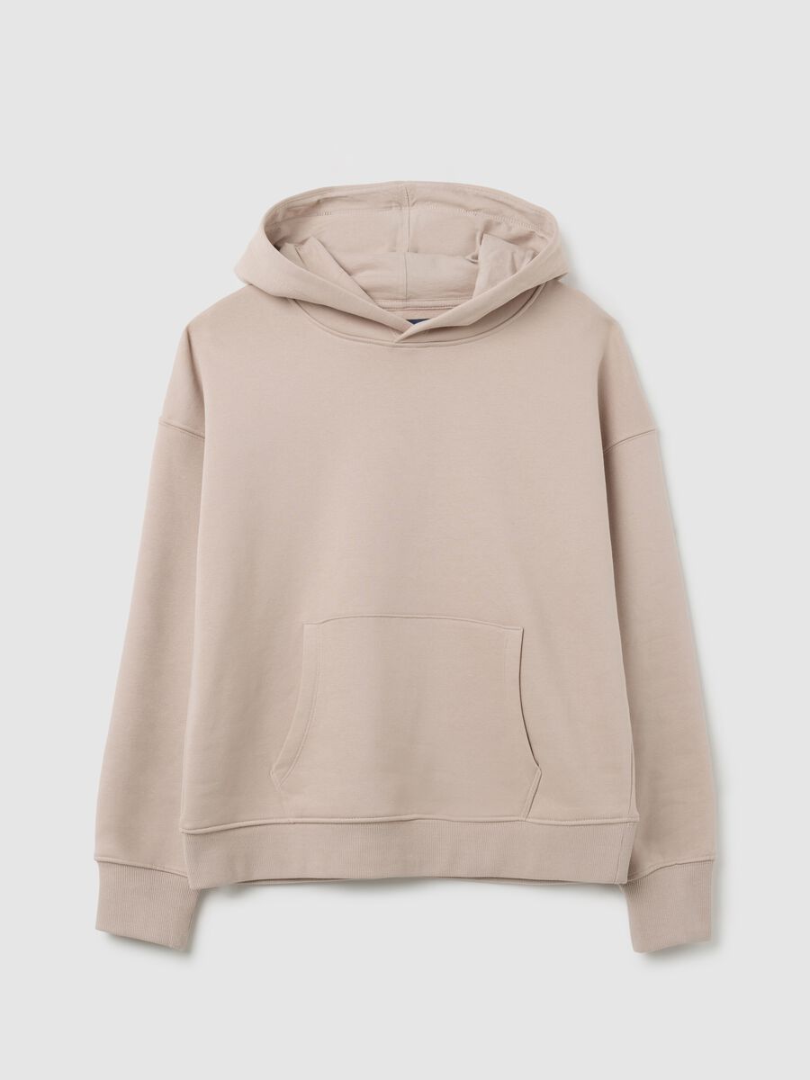 Beige cotton blend regular fit sweatshirt_4