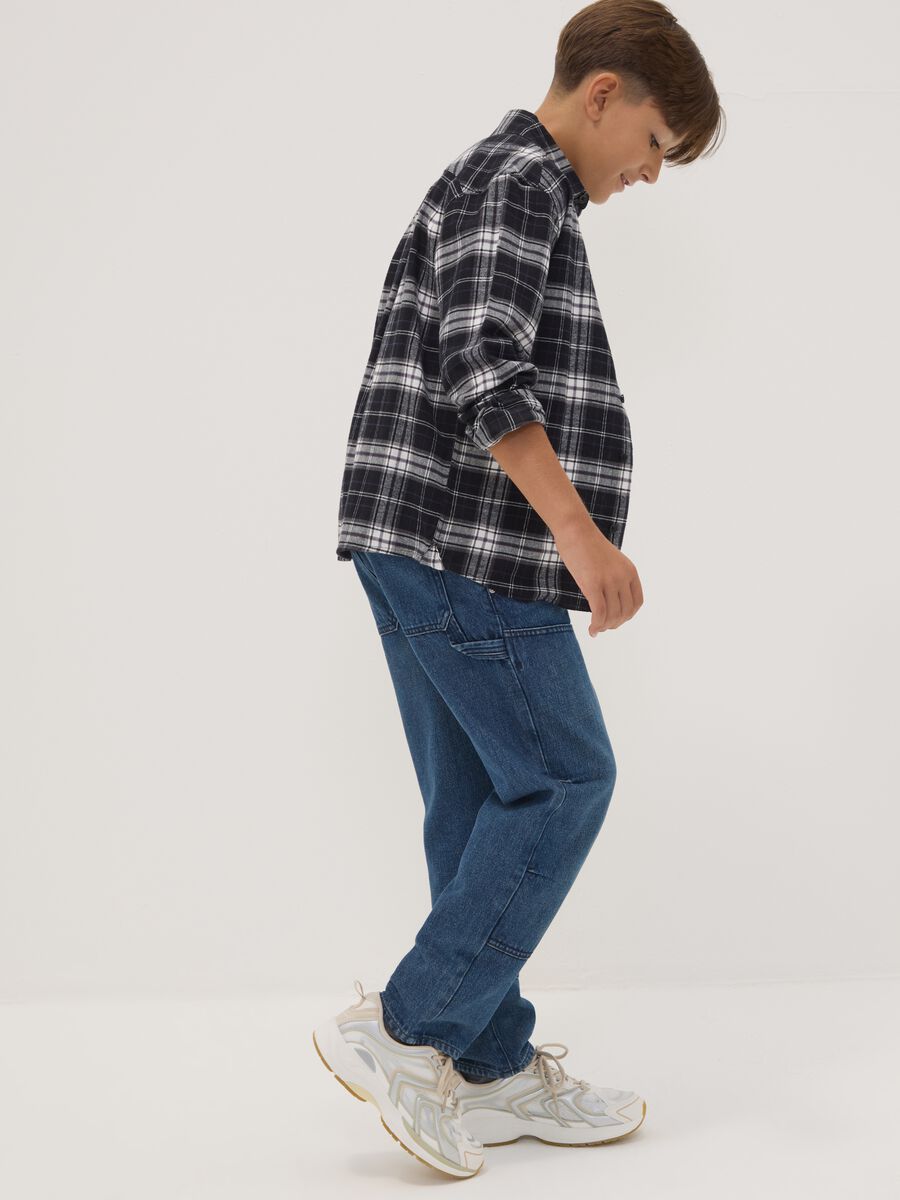 Blue pure cotton jeans with comfort-fit pockets_0