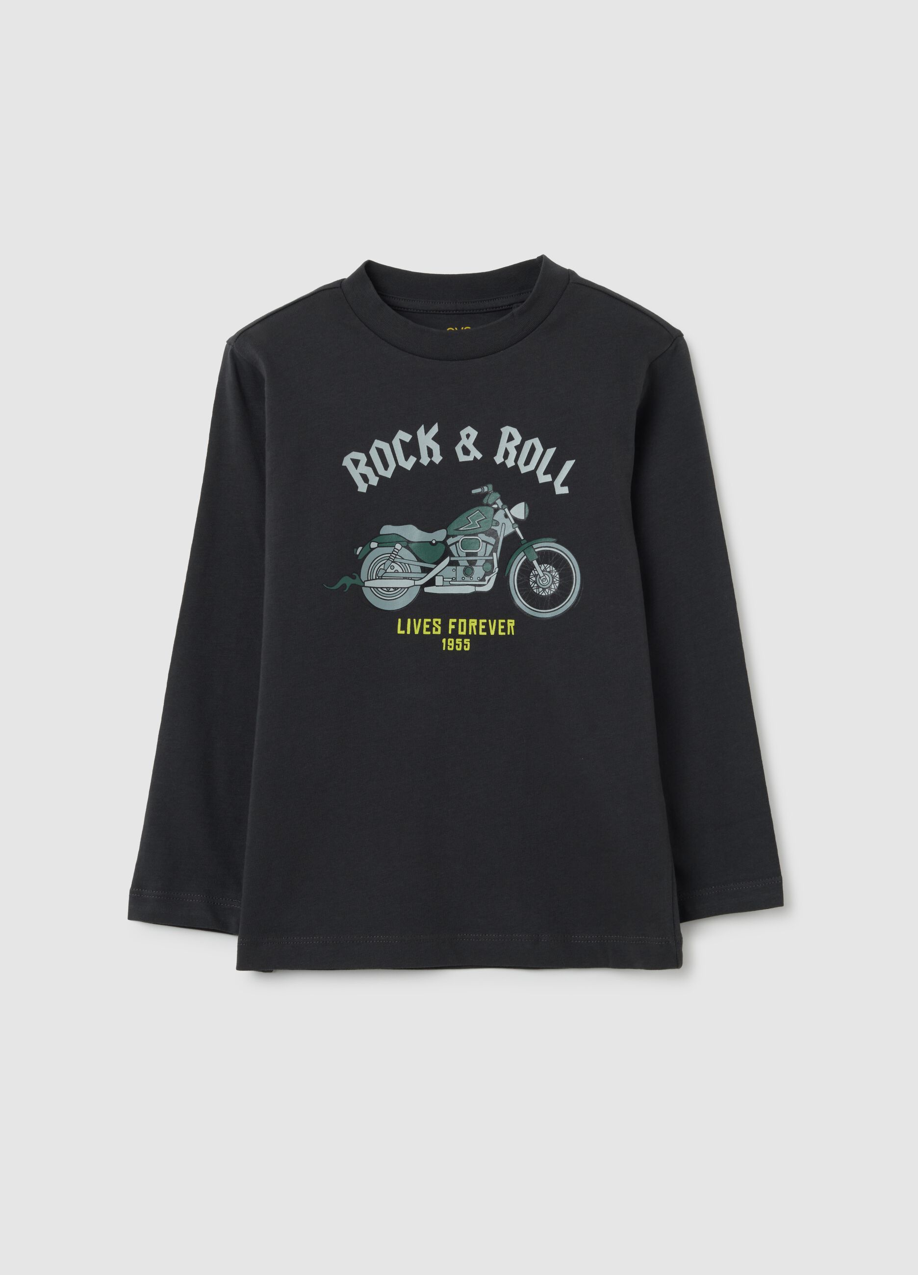Maglia da bambino in puro cotone nero regular fit