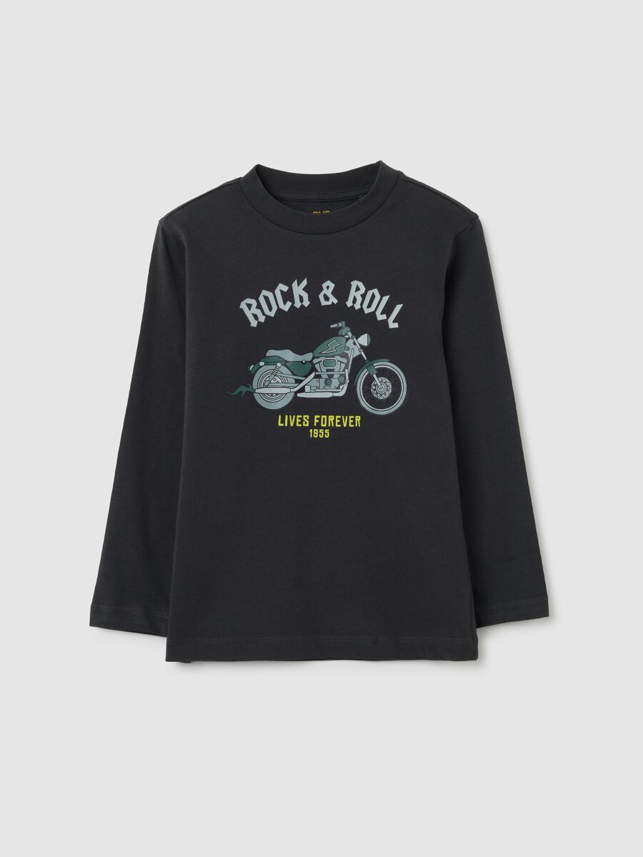 Maglia da bambino in puro cotone nero regular fit_0