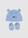 Blue cotton baby hat and shoes_0