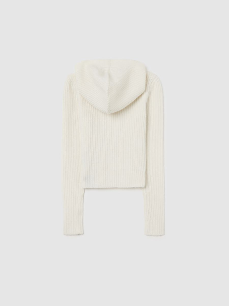 Girls' white wool blend fitted hoodie_1