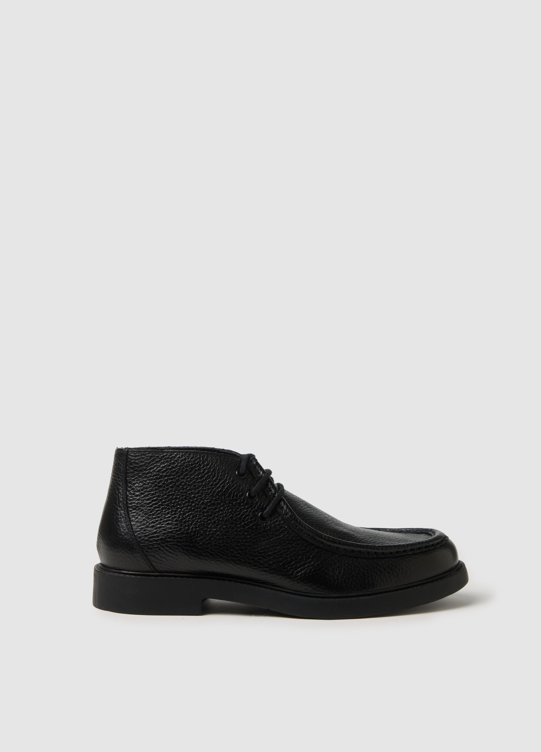 Black genuine leather loafers