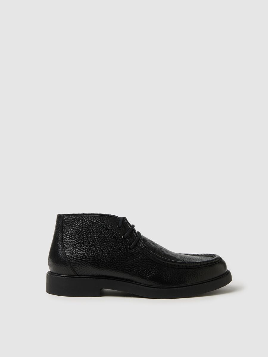 Black genuine leather loafers_1