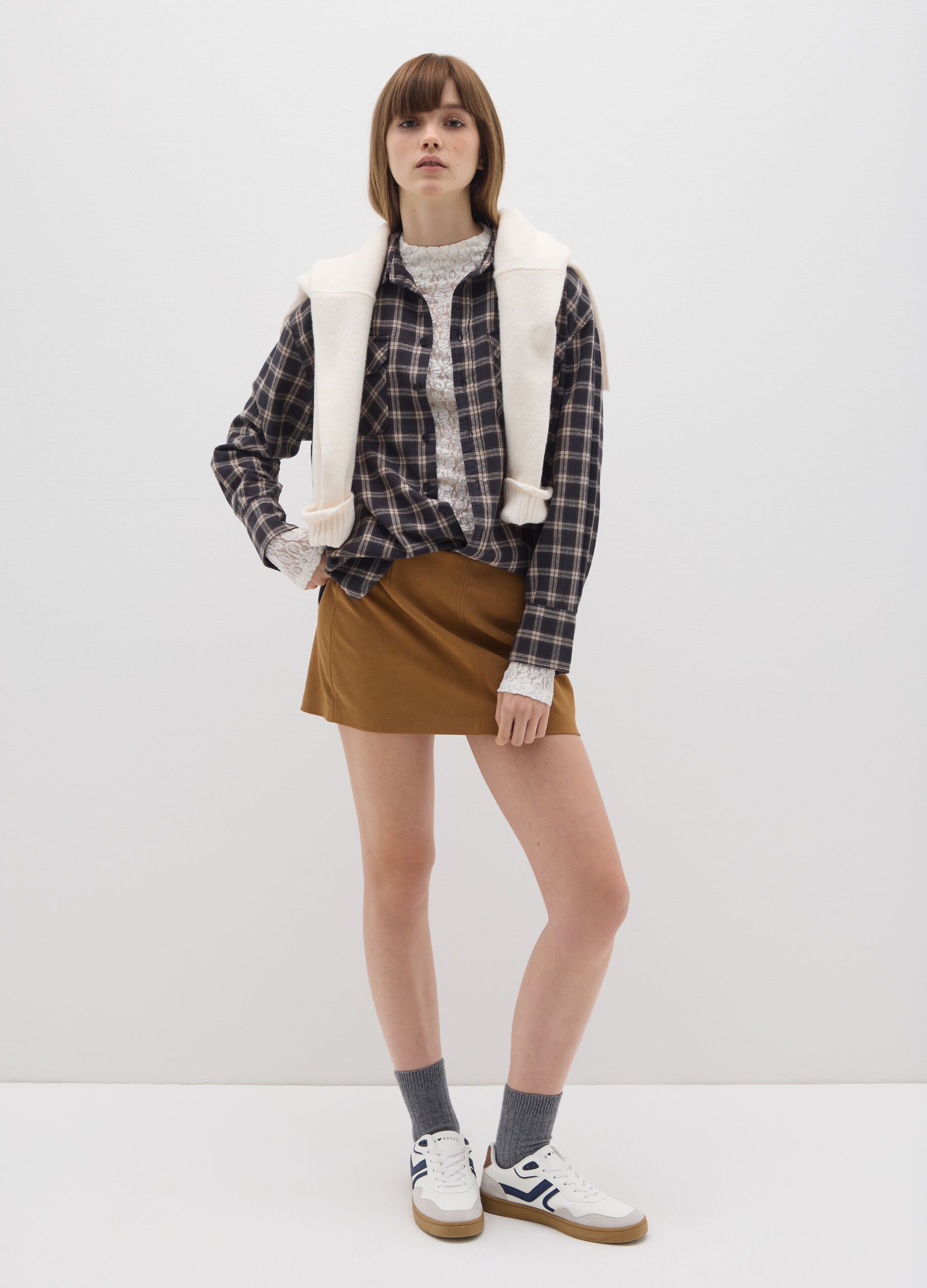 Brown Faux Leather Mini Skirt