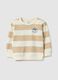 Boys' Pure Cotton Beige Striped Regular Fit Sweatshirt_0