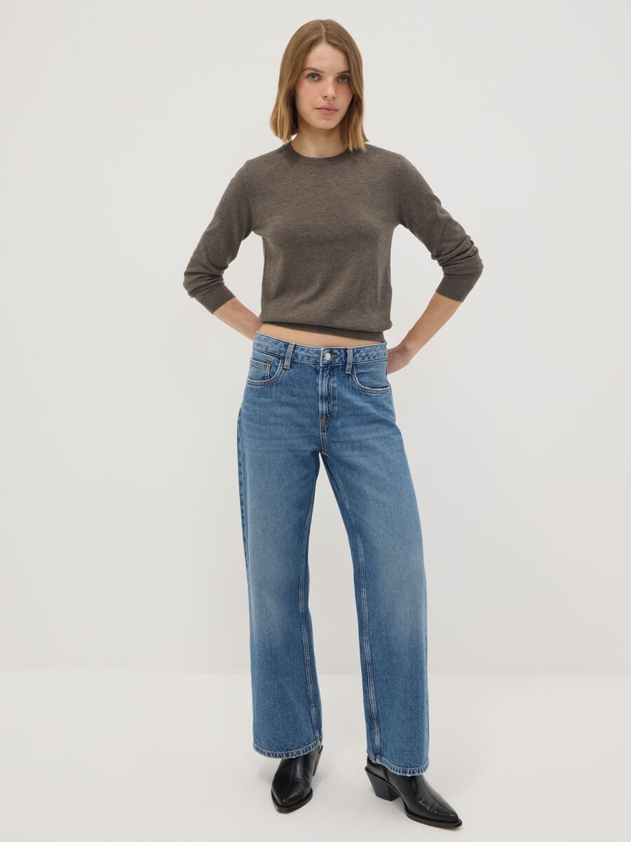 Grey crew-neck wool-blend jumper, regular fit_2