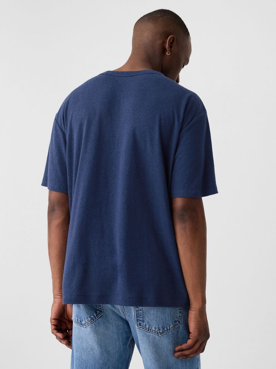 T-shirt girocollo in misto lino_1