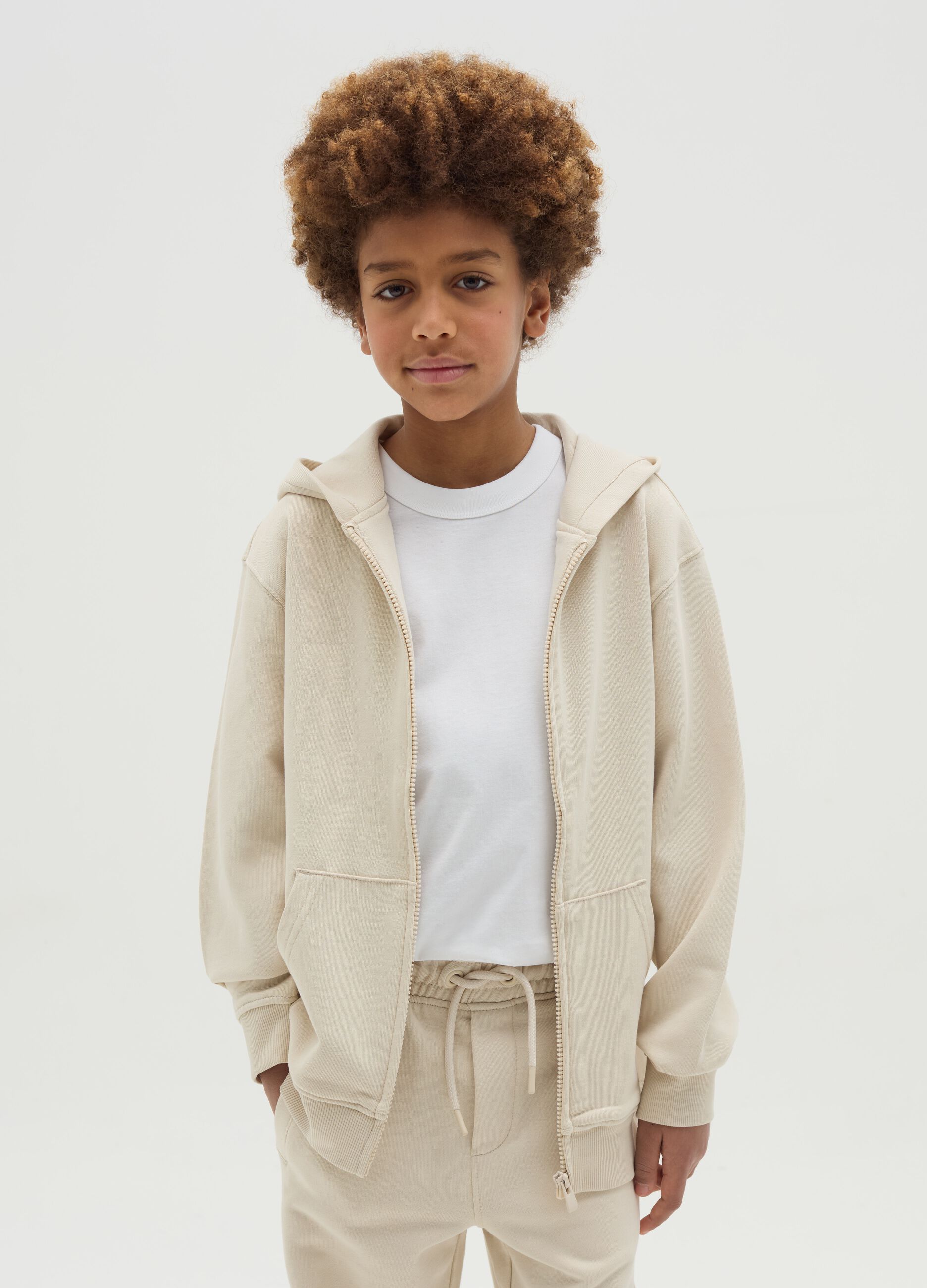 Full-zip sweatshirt in French terry with hood