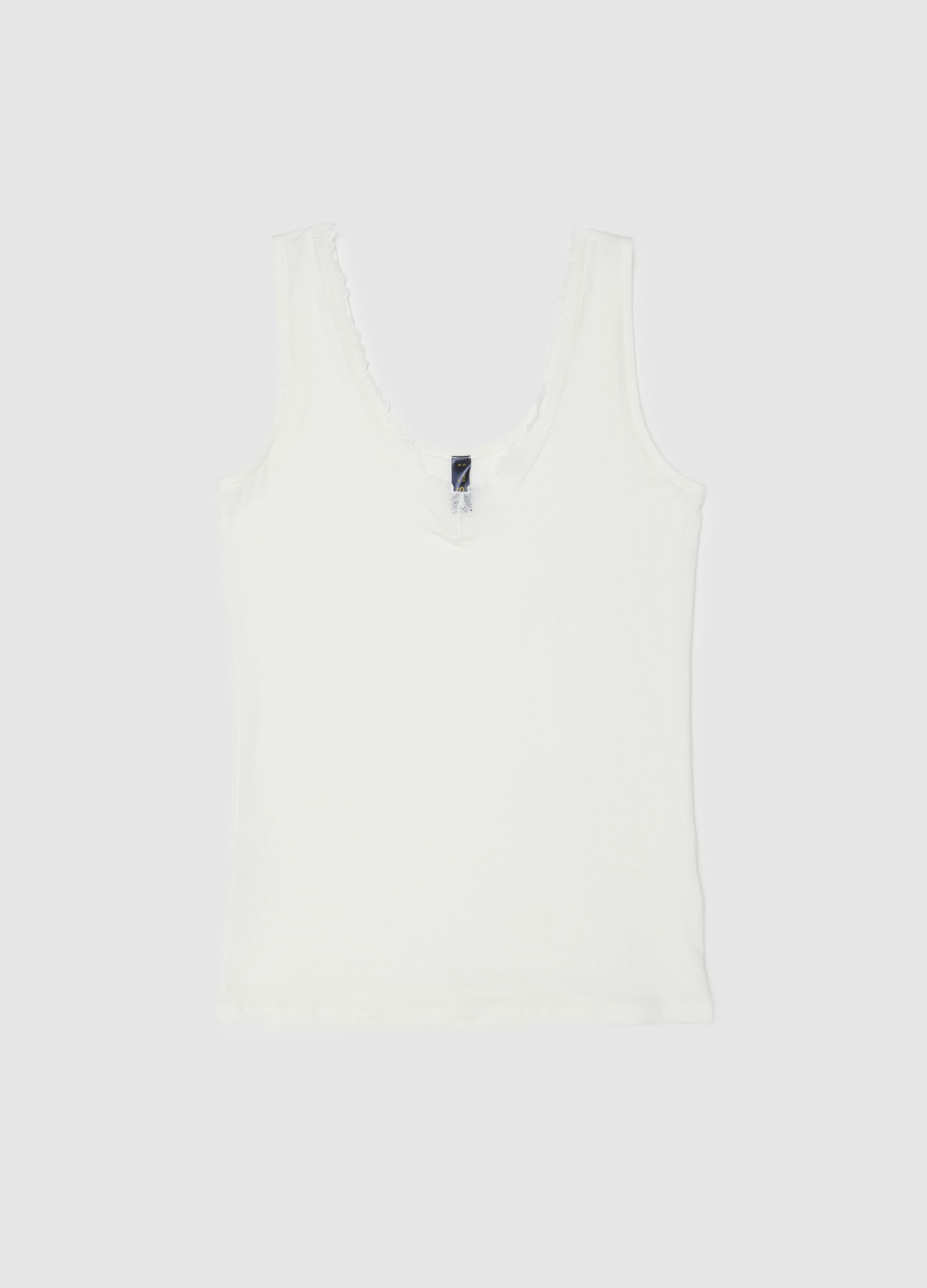 White regular fit vest with lace