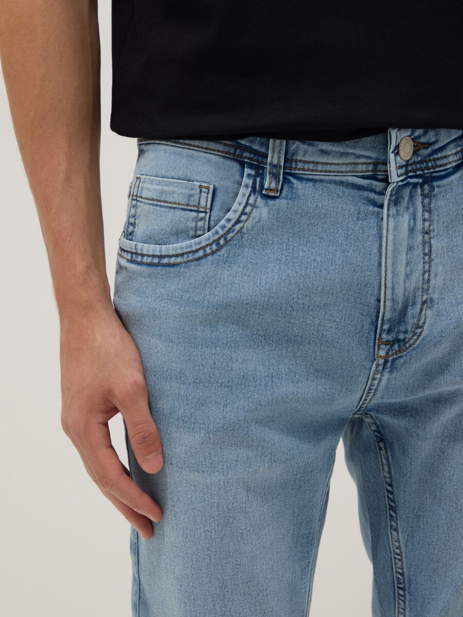 Super skinny light blue cotton blend jeans_3