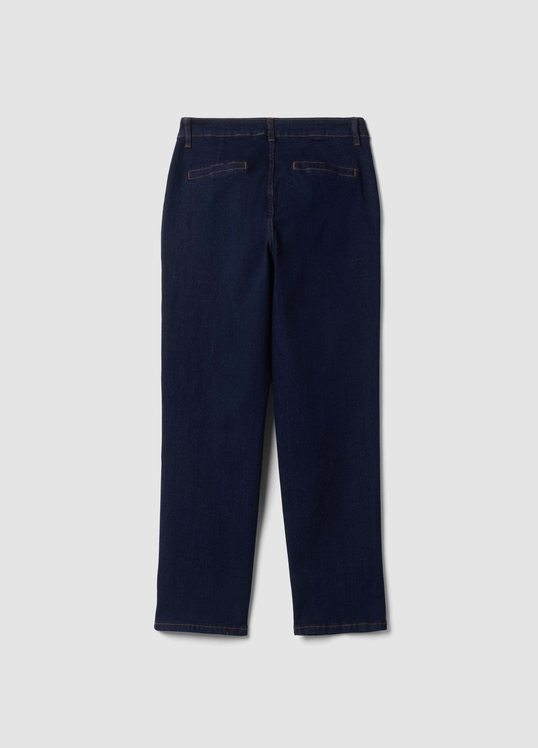 Regular-fit stretch cotton denim trousers