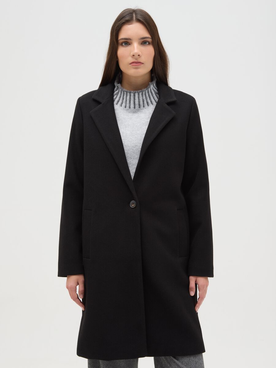 Cappotto monopetto nero regular fit_0