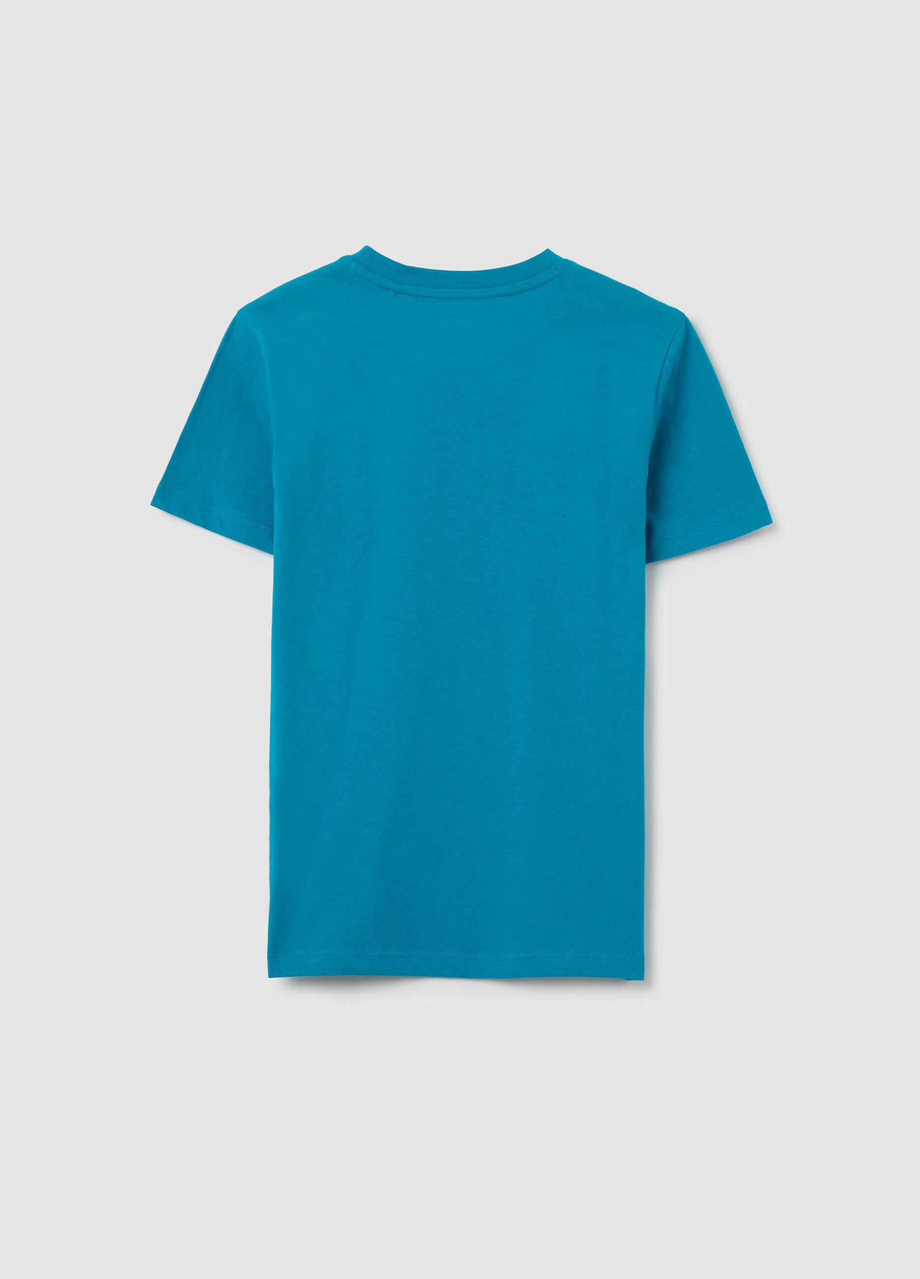 T-shirt da ragazzo in puro cotone azzurro slim fit