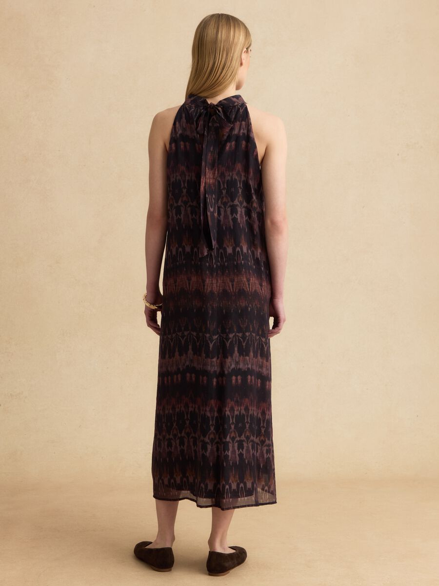 Abito maxi nero e marrone in misto lyocell regular fit con fantasia_3