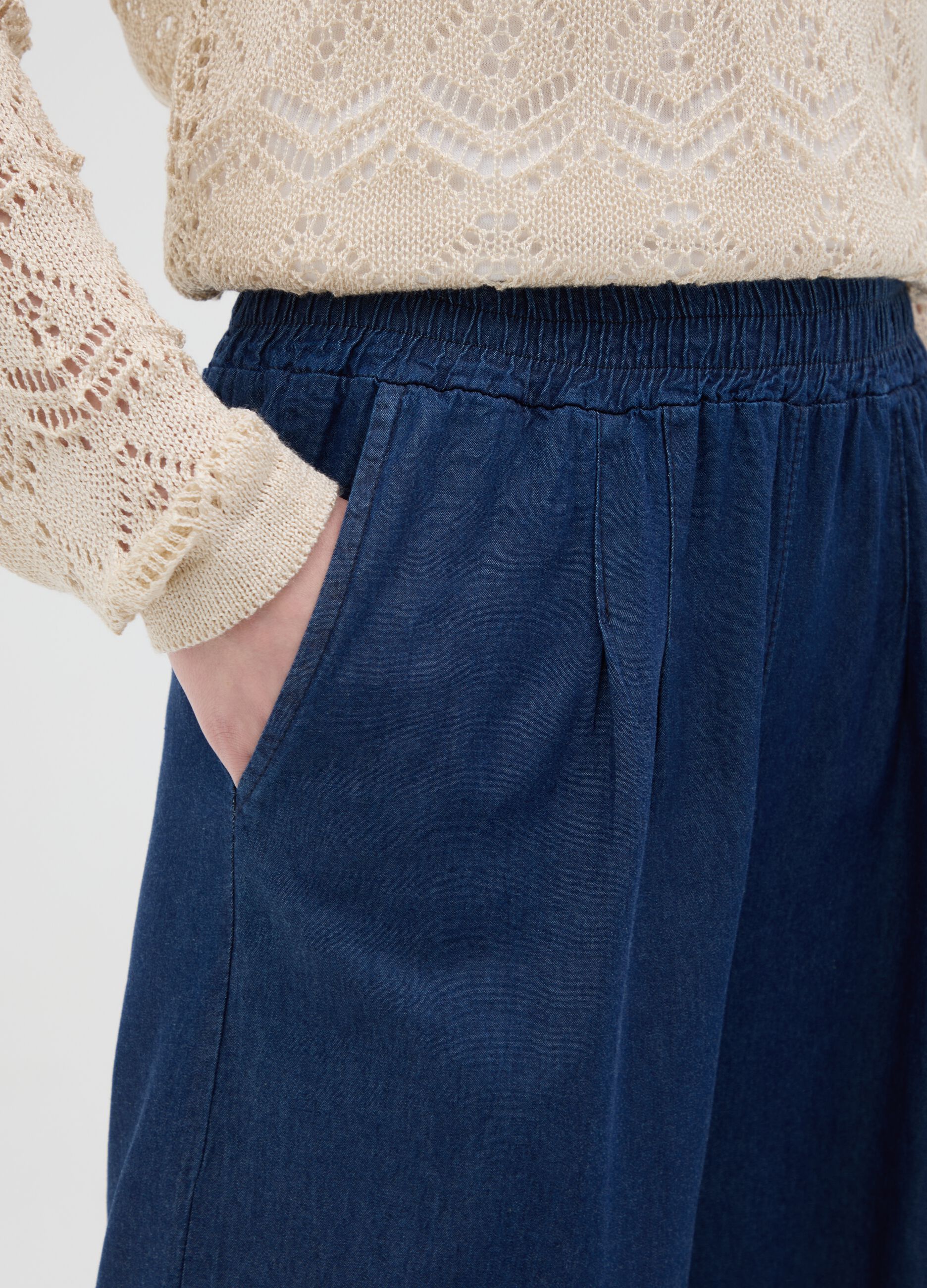 Women's blue pure cotton regular fit jumper