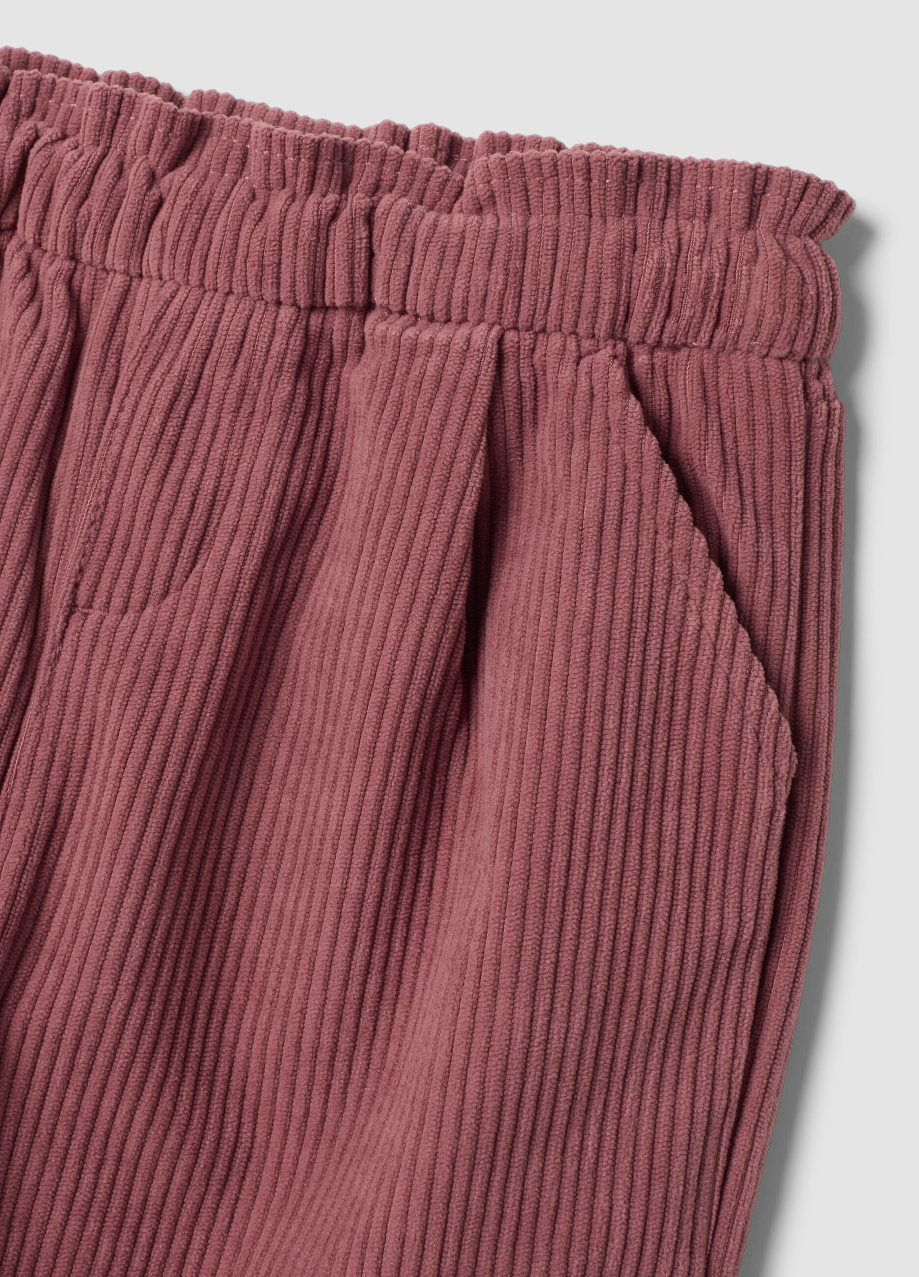 Pantaloni rosa a coste con vita elasticizzata