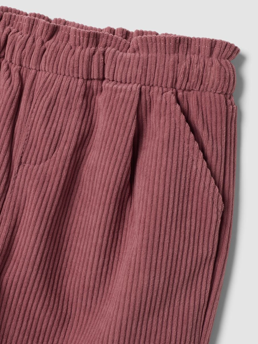 Pantaloni rosa a coste con vita elasticizzata_2