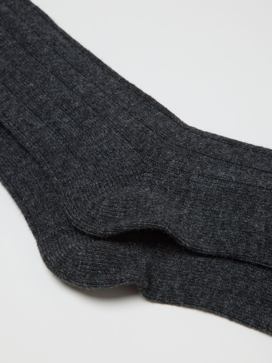 Calze lunghe grigie in misto lana e cashmere_1