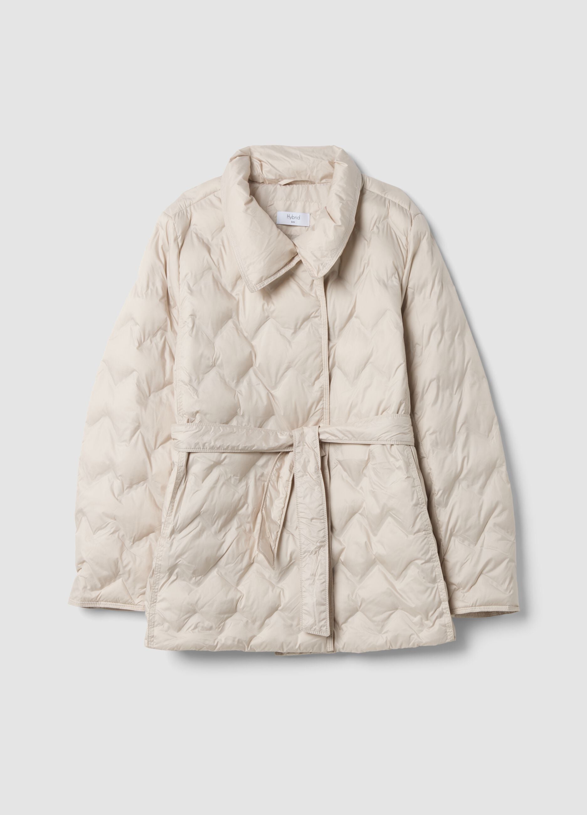 Sand regular-fit padded jacket with belt