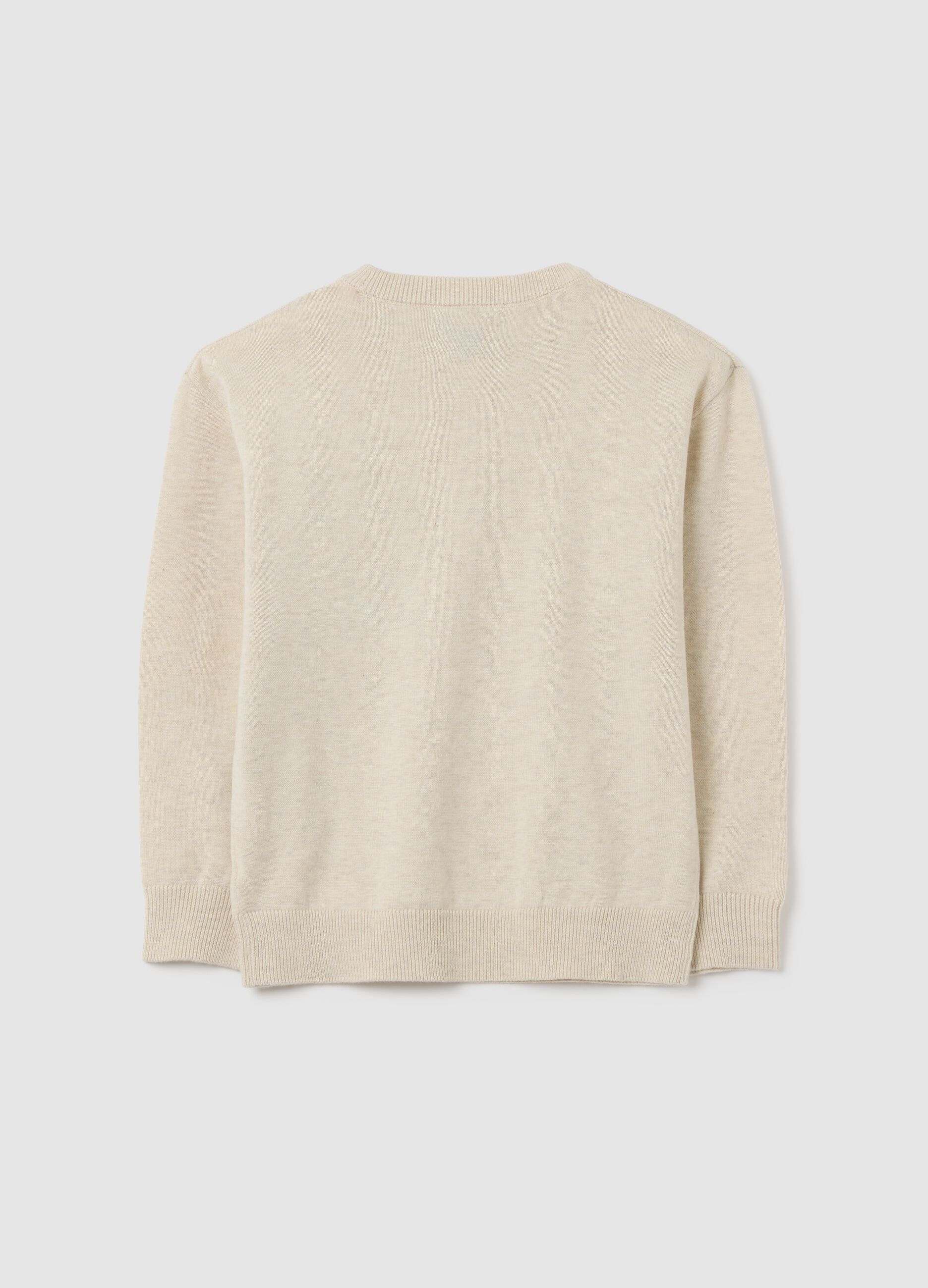 Beige regular fit cotton jumper for children