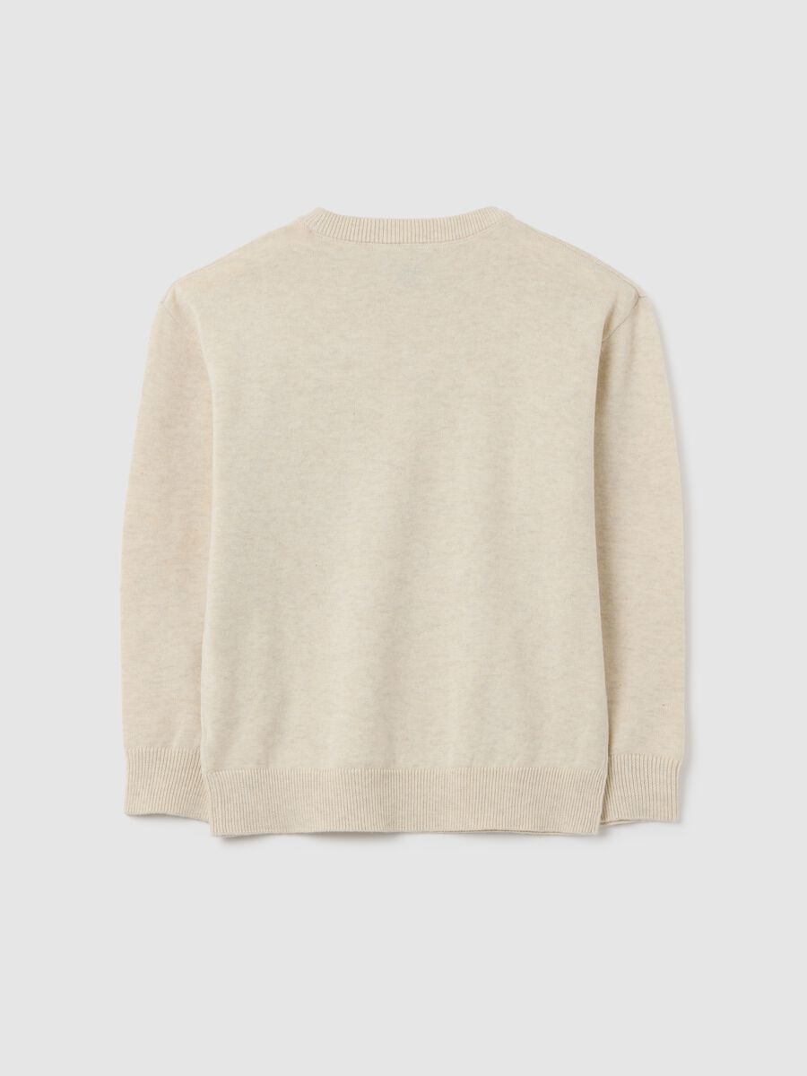 Beige regular fit cotton jumper for children_1
