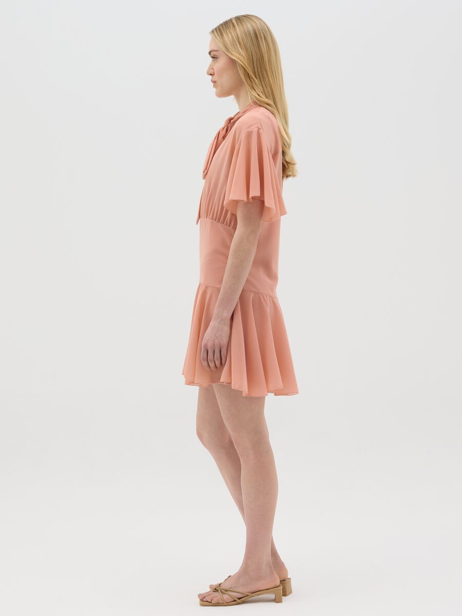 Pink georgette dress with bow_1