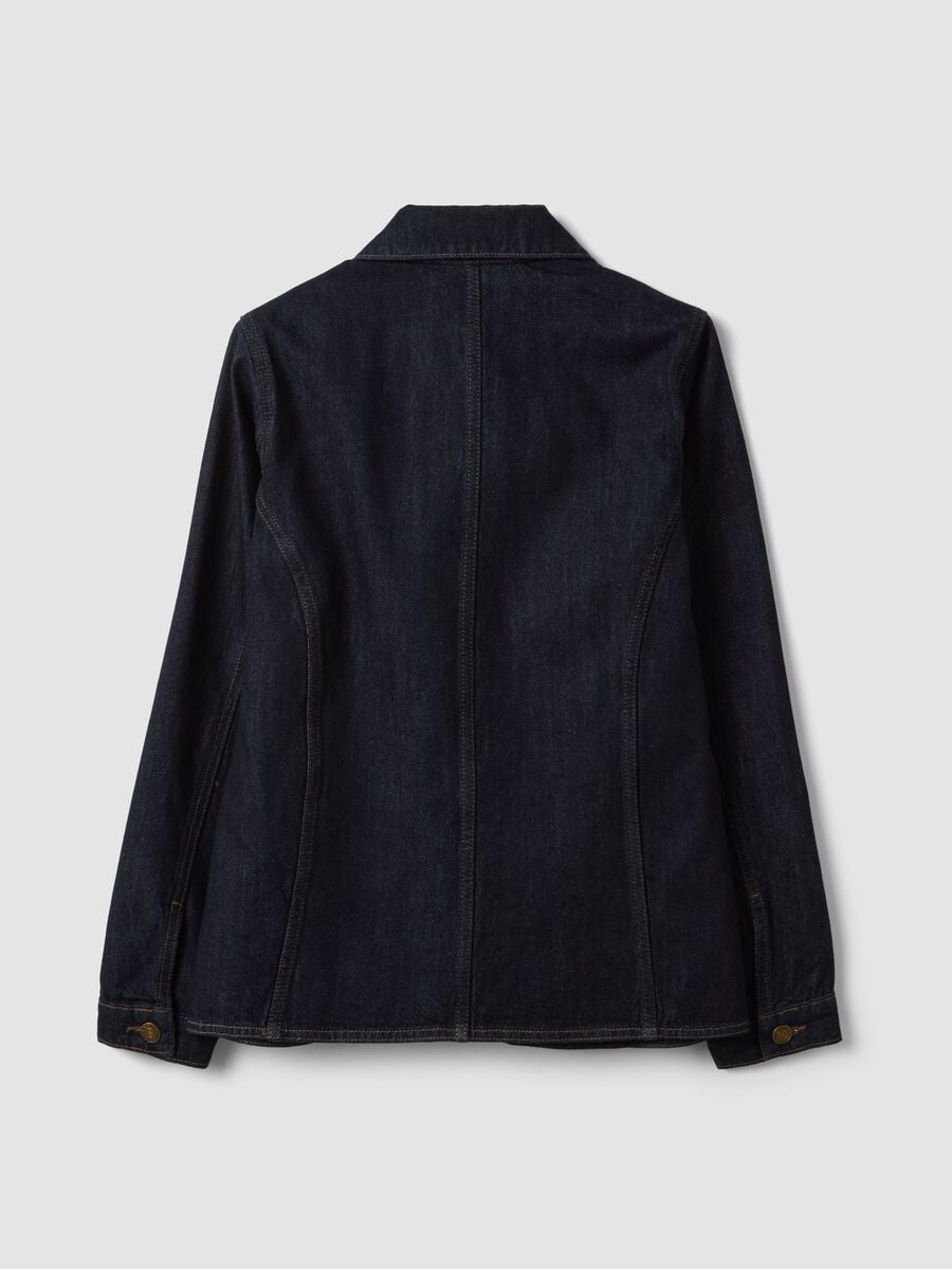 Blue pure cotton denim jacket, regular fit with buttons_6