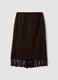 Brown viscose-wool blend skirt with fringed hem_2