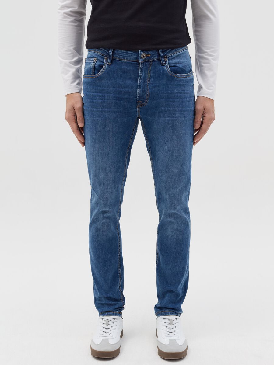 Skinny-fit jeans with acid wash_1